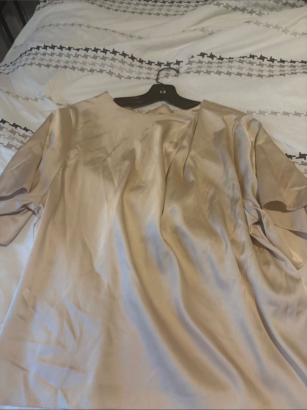 Banana Republic Champagne Satin Short-Sleeve Blouse